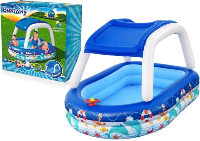 Bestway nafukovací detský bazénik Sea Captain so strieškou a volantom