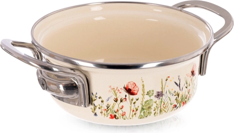 Smetanový smaltovaný hrniec Maki 14 cm, 600 ml
