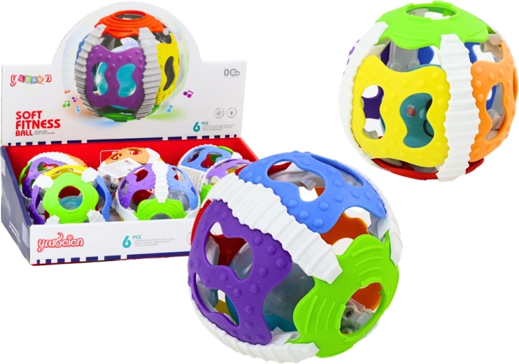 Senzorická loptička pre dojčatá, gumová, so svetlami a zvukmi, farebná