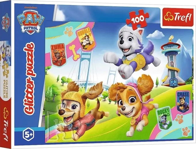 Trblietavé puzzle Labková patrola so 100 dielikmi