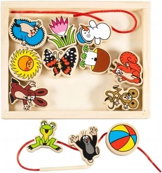 Detoa prevliekacia hra KRTEČEK – drevená navliekacia sada