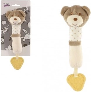 Pískatko/hrýzatko medvedík plyš 24 cm béžový na karte v sáčku 0+