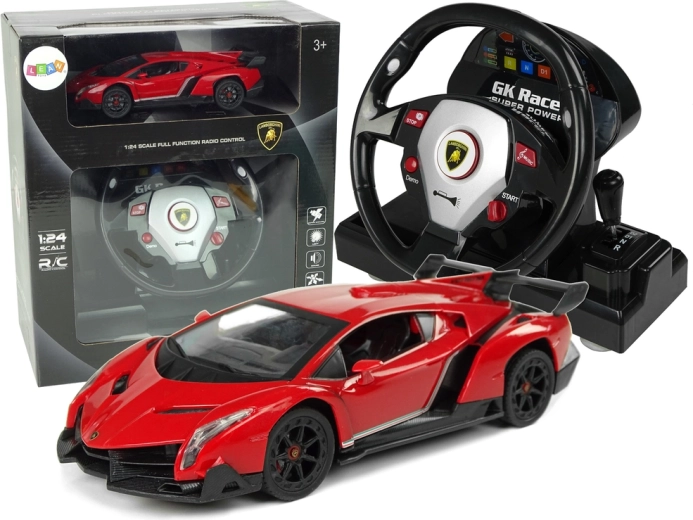 Diaľkovo ovládané Lamborghini Veneno Red 2.4G Pilot Volantové zvukové svetlá 1:24