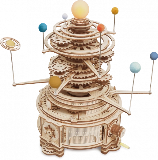 Drevený mechanický model slnečnej sústavy ROKR Orrery 3D puzzle