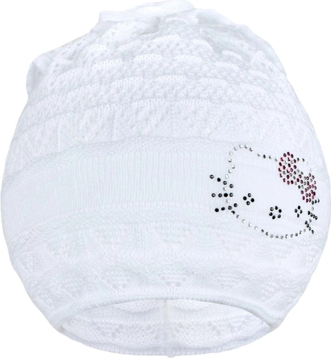 Pletená čiapočka-šatka New Baby mačička biela 104 (3–4 roky)