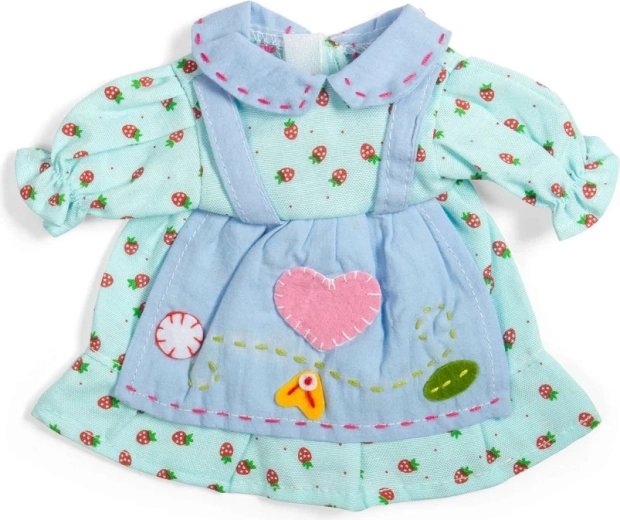 Bigjigs Toys modré šaty s jahôdkami pre bábiku 28 cm