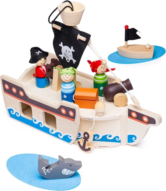 Drevená pirátska loď s príslušenstvom od Bigjigs Toys
