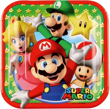 Super Mario papierové taniere 18 × 18 cm (8 ks)