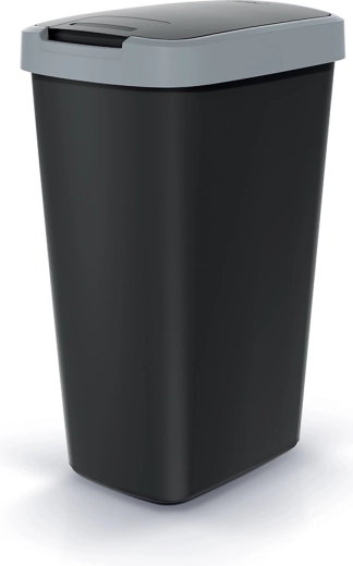 Odpadkový kôš Compacta Q Flap 45 l, čierny so svetlosivým vekom