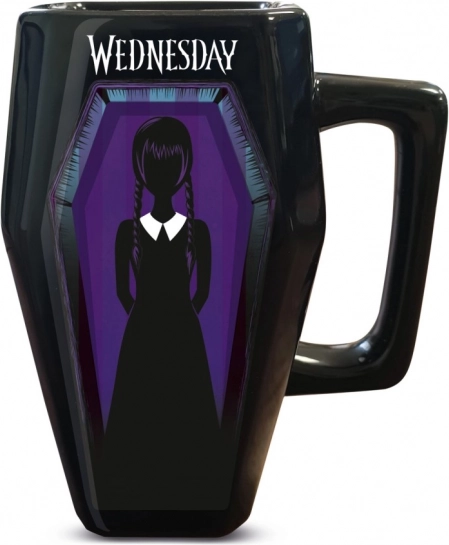 3D hrnček v tvare rakvy s motívom Wednesday