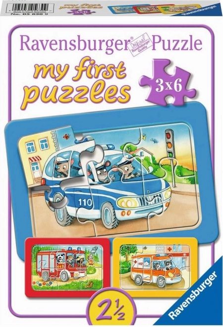 Moje prvé puzzle – zásahové vozidlá so zvieratkami za volantom 3×6 dielikov RAVENSBURGER