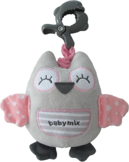 Plyšová hrajúca sova Baby Mix ružová s klipom