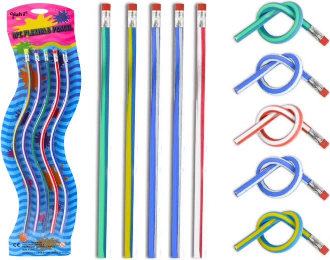 Ohybné ceruzky s gumou mäkké 5 kusov 30cm