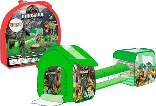 Detské ihrisko 3v1 – stan s tunelom a suchým bazénom s motívom dinosaurov