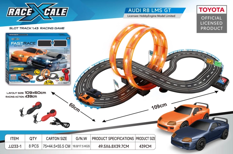 Pretekárska dráha na diaľkové ovládanie Toyota 1:43, 152 × 73 cm