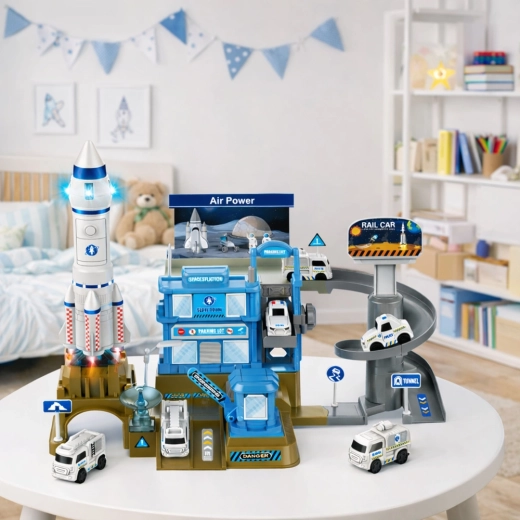 Štart rakety so svetlami a zvukmi