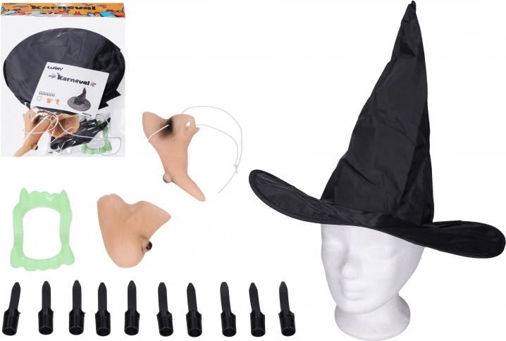 čarodejnícky kostýmový set s klobúkom a doplnkami