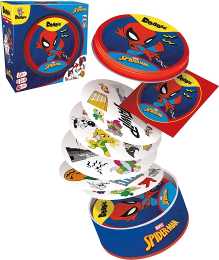 Asmodee Dobble Spider-Man – postrehová spoločenská hra v plechovej krabičke