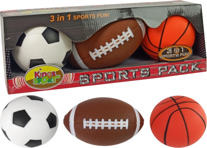 Sada mäkkých športových loptičiek 3v1 – futbal, basketbal a baseball