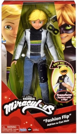 MIRACULOUS Fashion Flip bábika Adrien na čierneho kocúra