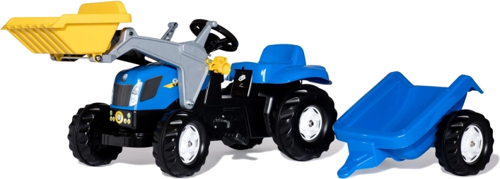 Šliapací traktor s prednou lyžicou a prívesom ROLLY TOYS NEW HOLLAND, modrý