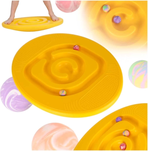 Detská balančná doska s labyrintom žltá