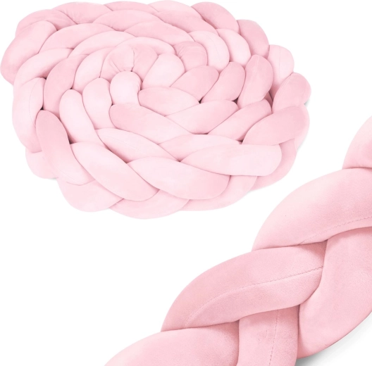 Pletený mantinel do postieľky Ricokids ružový 3 m