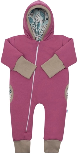Zateplený jarný overal s kapucňou New Baby Spring ružovo-fialový