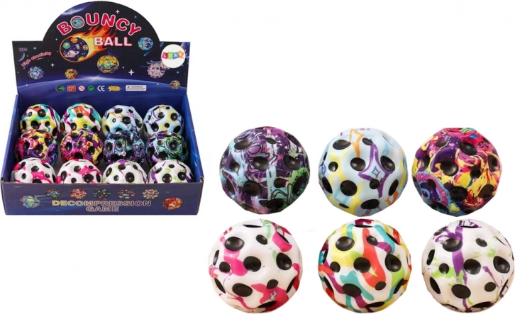 Kozmická svietiaca loptička s jamkami 7 cm