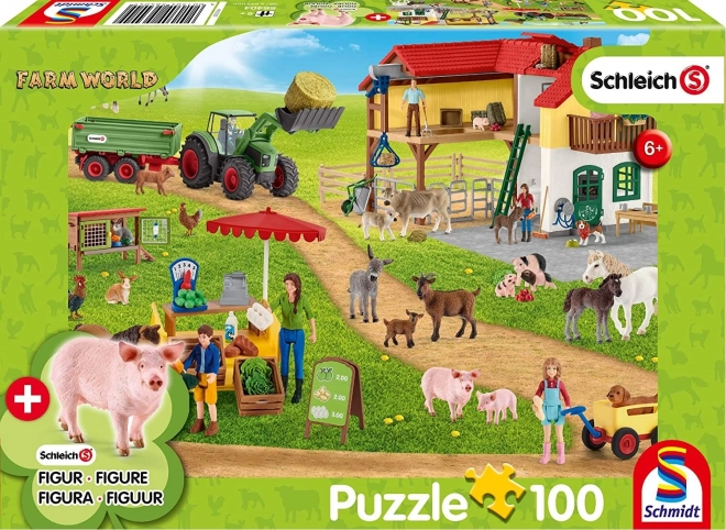 Puzzle SCHLEICH Farma s predajným stánkom 100 dielikov + figúrka