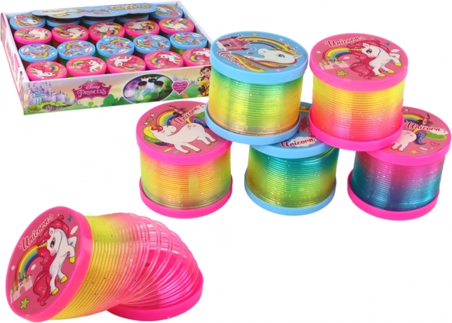 Dúhová pružina s LED efektom – motív jednorožcov