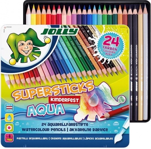 Akvarelové pastelky JOLLY Supersticks Aqua 24 ks v kovovej krabičke