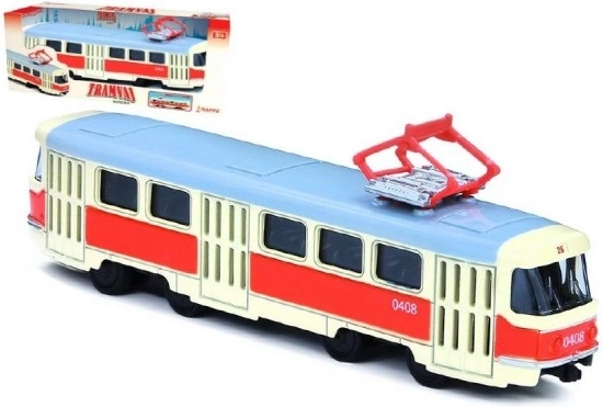 Kovová retro električka Tatra T3 na spätný chod 16 cm