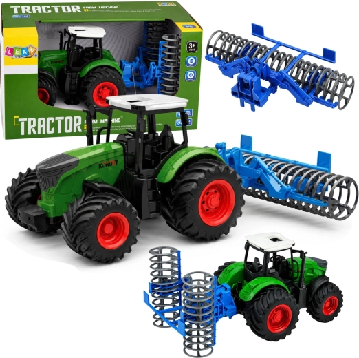 Poľnohospodársky traktor s pôdnym valcom 1:24 zelený