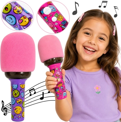Woopie bezdrôtový karaoke mikrofón s Bluetooth reproduktorom a LED osvetlením ružový