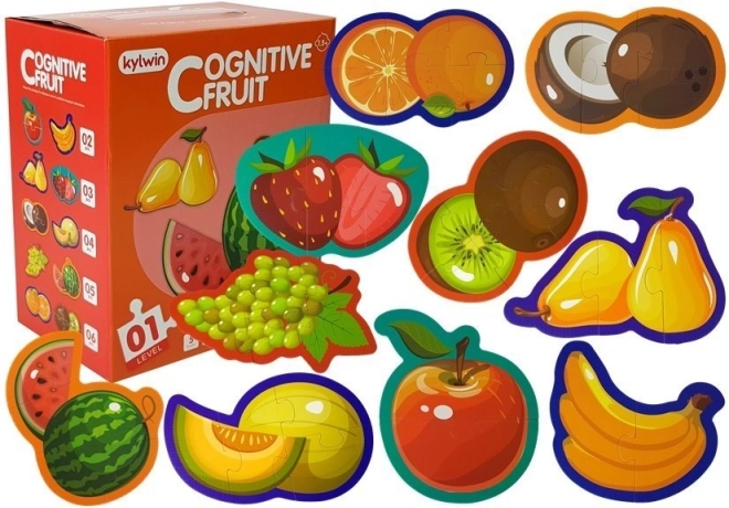 Edukativné ovocné puzzle pre najmenších – 5 sád, 40 dielikov