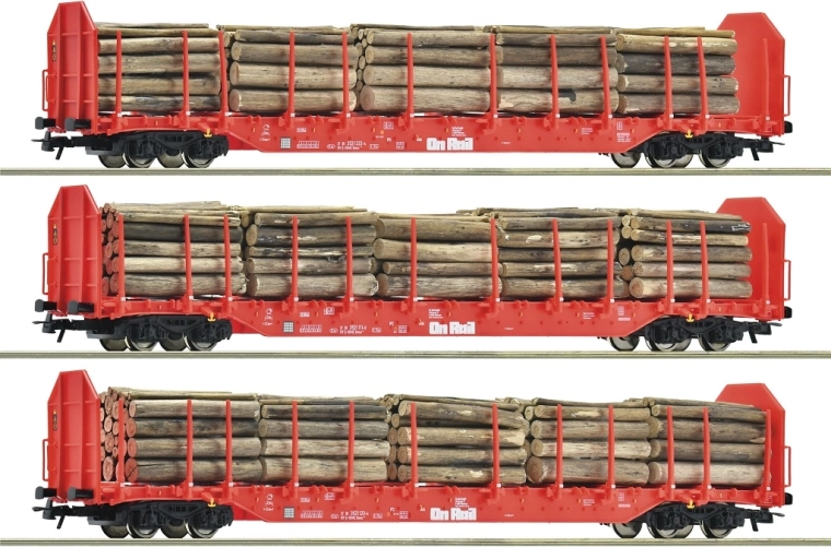 Roco sada 3 klanicových vozňov Rnoos s nákladom OnRail (H0)