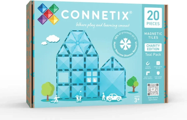 CONNETIX charitatívna súprava tyrkysových magnetických dielikov – 20 dielikov