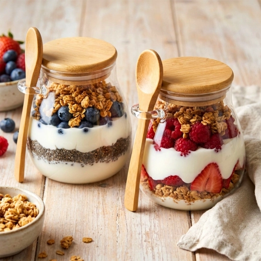 Praktická sada 2 pohárov s lyžičkami