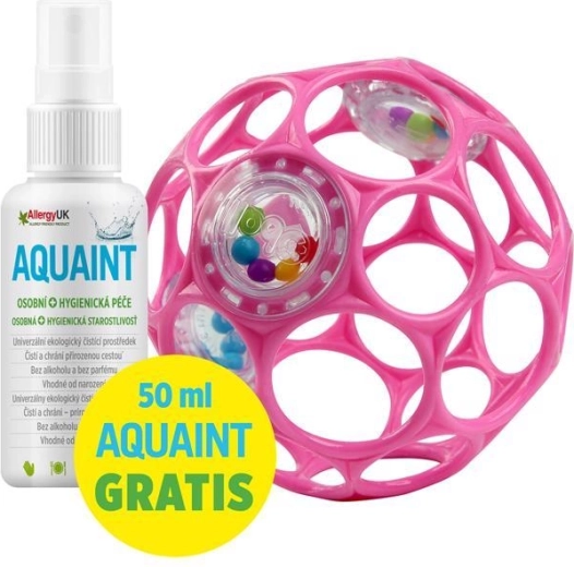 Hrkkajúca loptička Oball 10 cm tmavoružová + čistiaca voda Aquaint 50 ml