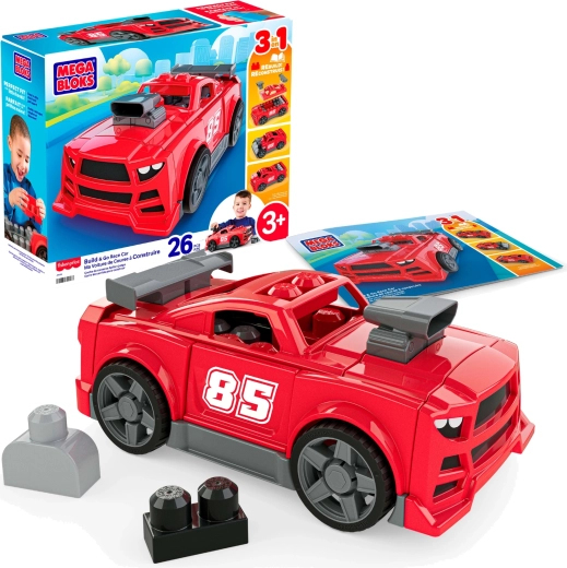Mega Bloks 3v1 stavebnica pretekárske auto (26 dielikov)