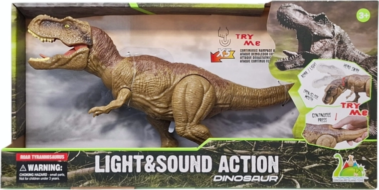 Dinosaurus tyrannosaurus rex s dymovým efektom, svetlami a zvukmi