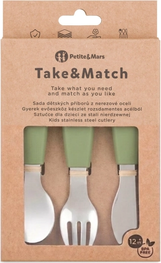 Petite&Mars súprava detských príborov z nehrdzavejúcej ocele Take&Match sweet pea 12m+