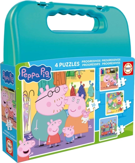 Puzzle v kufríku PRASIATKO PEPPA 4v1 (6–16 dielikov)