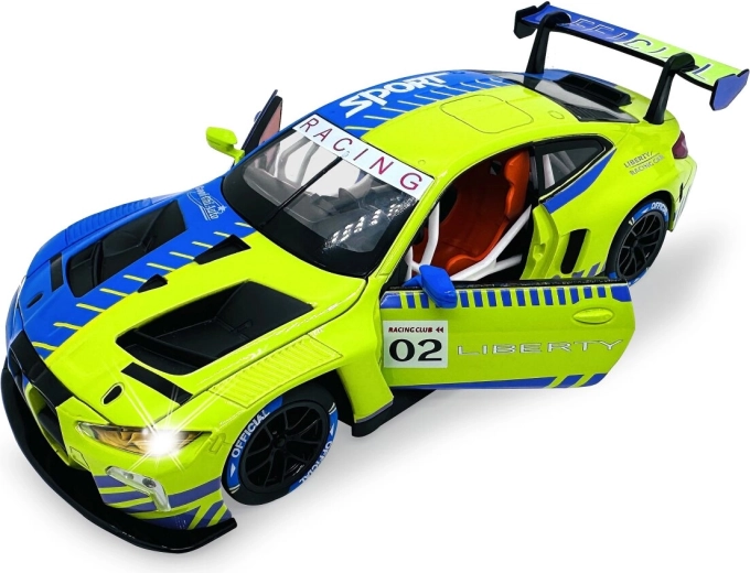 Kovový model BMW M4 GT3 v mierke 1:24 so svetlami a zvukmi