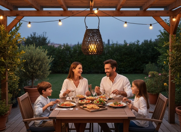 Pripravený na vonkajšie posedenie