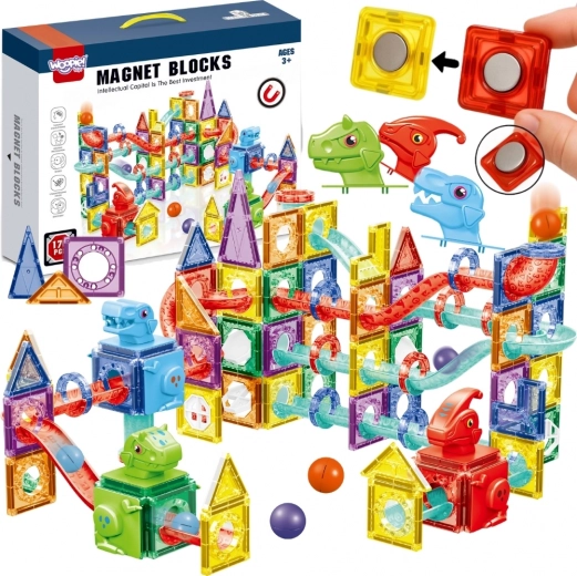 Woopie magnetické stavebnice 3D – vzdelávacia guľôčková dráha 170 dielov