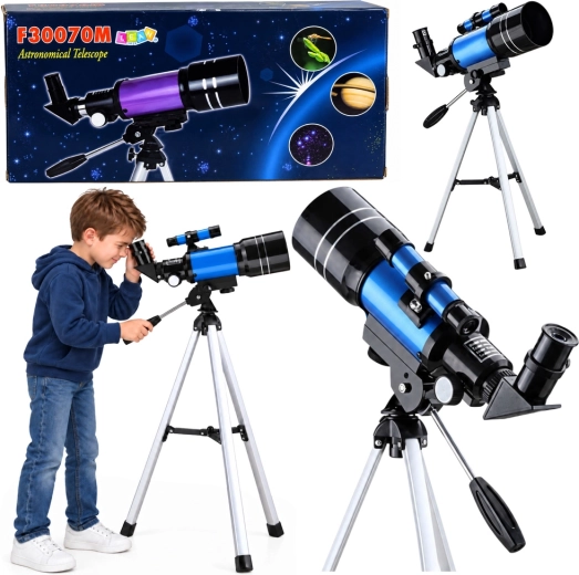 Detský astronomický refraktorový ďalekohľad 70 mm so statívom a zväčšením 150×
