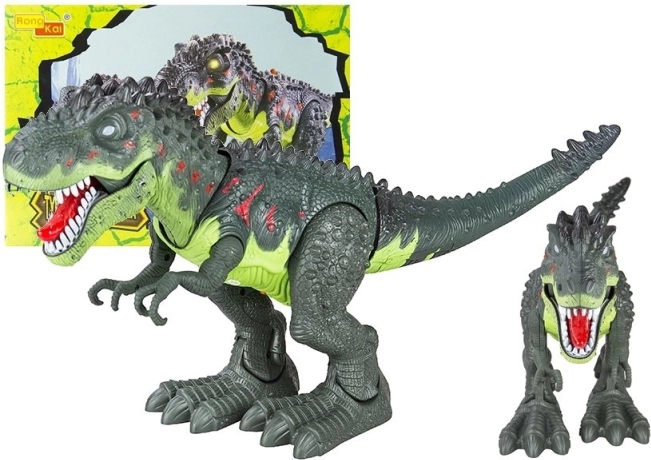 Chodiaci dinosaurus T-Rex na batérie so svetlami a zvukmi – zelený