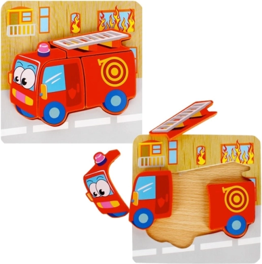 Drevené edukačné puzzle Hasiči